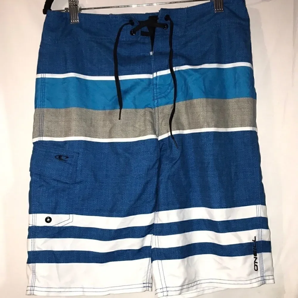 O'Neill Men's Swimwear Multicolor Stripes Single Pocket Surf/Boardshorts Size 28